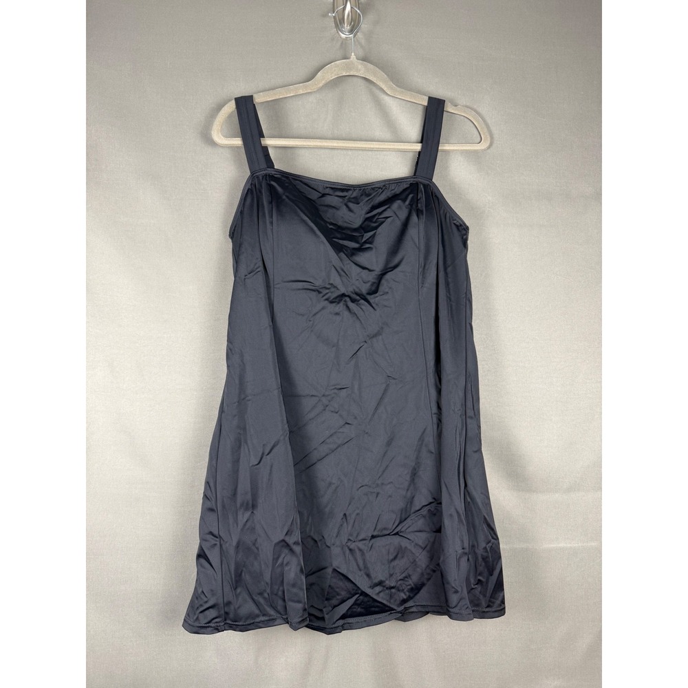Swim365 Black Swimdress One Piece Swimsuit Women 16 Square Neck Adjustable Strap